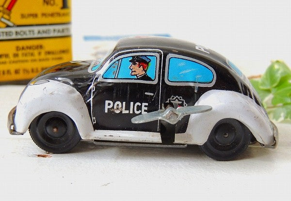 ブリキ・ミニカー ヴィンテージ・VW・フォルクスワーゲン・POLICE・ビートル・自動車