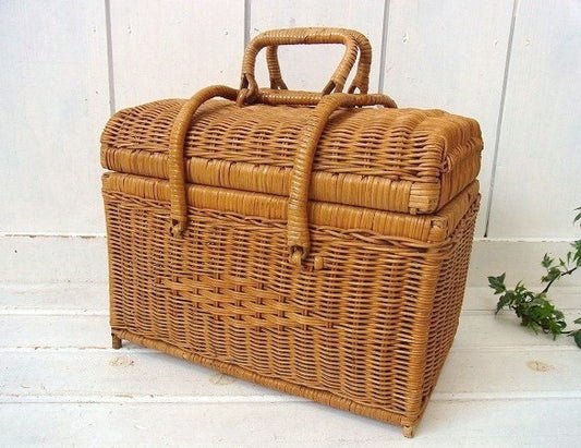 古い籐のアンティーク・バスケット/籐かご USA