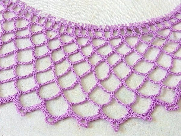 パープル 手編み クロシェレース デッドストック アンティーク ドイリー ハンドメイド USA
