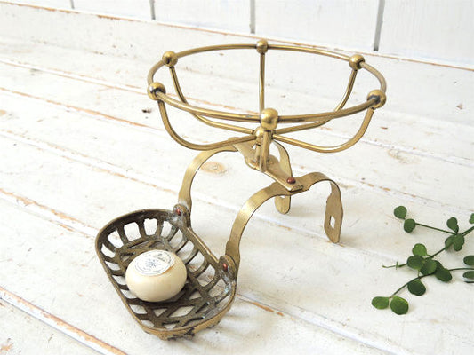 バスタブ用・真鍮製・ヴィンテージ・ソープディッシュ&スポンジホルダー・石鹸置き・ソープホルダー