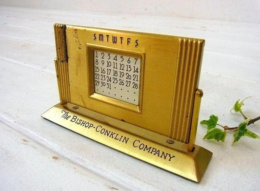 ノベルティ・真鍮製・アンティーク・卓上・デスクカレンダー USA