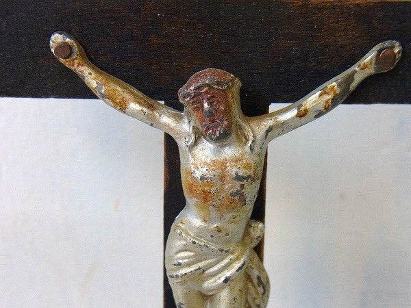 スペイン マドリード OLD 十字架・クロススタンド・キリスト 木製・アンティーク・聖品・教会