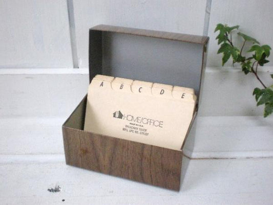 ウッド柄・ティン製・デッドストック・ヴィンテージ・アドレスケース/ファイルボックス USA