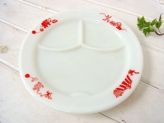 【PYREX】パイレックス・3コンパートメント・サーカス柄のチャイルドプレート/仕切りプレート/皿