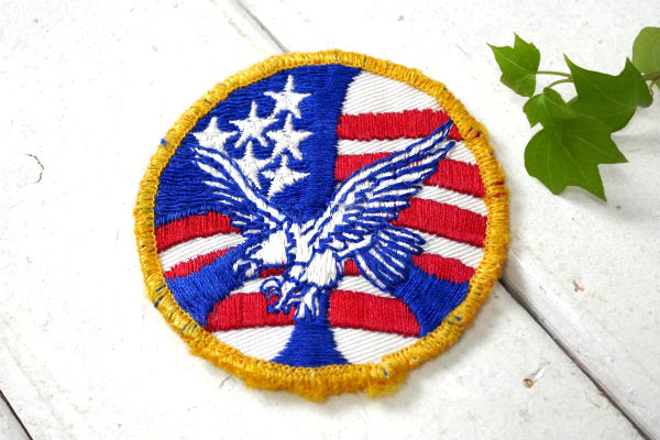 1970's ピース・平和・星条旗・イーグル・USA ヴィンテージ・刺繍 ワッペン フラッグ