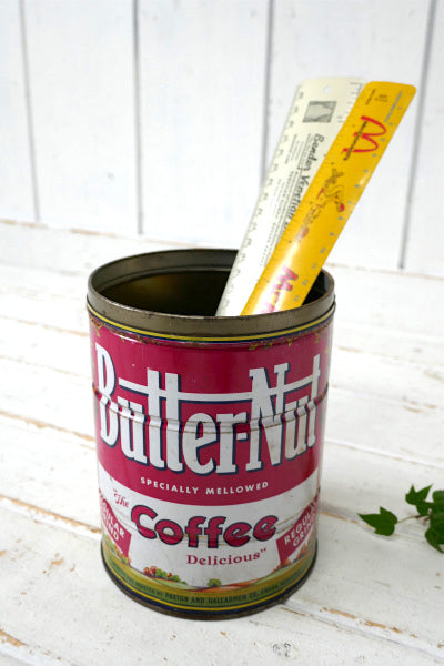 コーヒー缶 Butter-Nut Coffee・ネブラスカ ブリキ製・ヴィンテージ・ガーデニング