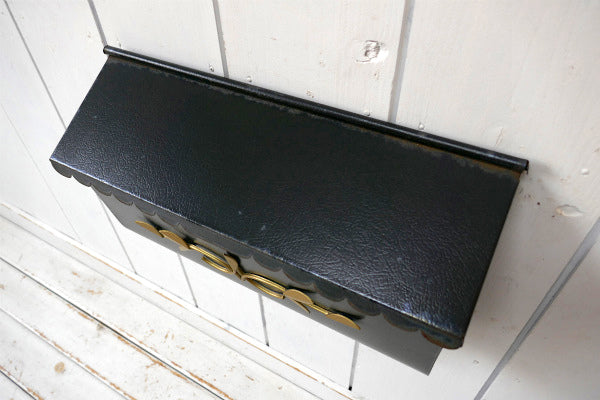 大型 リーフモチーフ 横型 ブラック メタル製 ヴィンテージ メールボックス 郵便受け ポストUSA