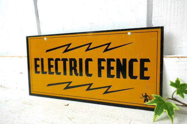 ELECTRIC  電気柵 危険標識 USA  ヴィンテージ サイン プレート 看板 工業系