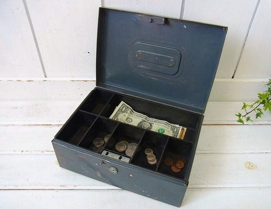 【Steelmaster】工業系・仕切り付き・ヴィンテージ・キャッシュボックス/金庫 USA