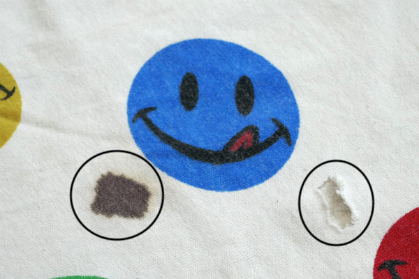 カラフルポップ スマイル スマイリーフェイス ニコちゃん ヴィンテージ ファブリック 生地 ハギレ