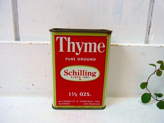 【Schilling】タイム・ティン製・ヴィンテージ・スパイス缶 USA