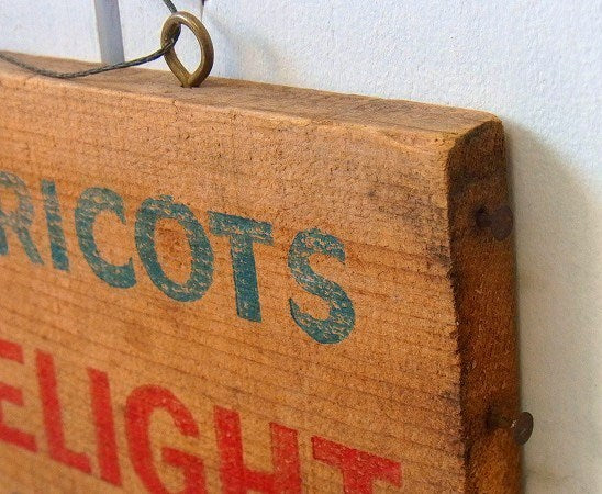 アプリコット・木箱 ビンテージ・ウッドプレート 木製サイン・USA・看板