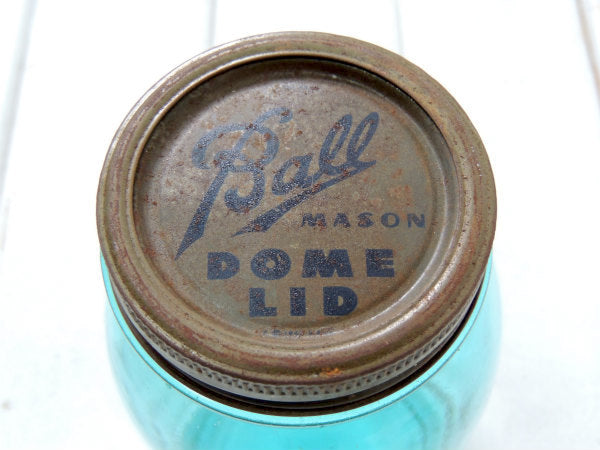 【BALL】1910~クリアブルー・アンティーク・メイソンジャー/ガラスジャー/保存瓶 USA