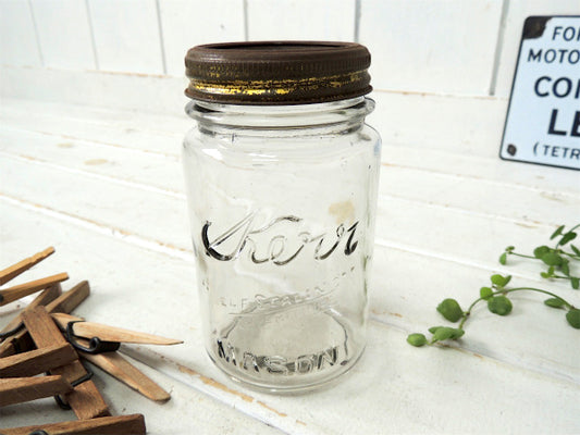 Kerr 1900~・クリア・瓶 アンティーク・メイソンジャー ガラスジャー 保存容器 USA