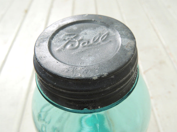 【Ball】~1933クリアブルー・ビッグサイズ・アンティーク・メイソンジャー/ガラスジャー/保存瓶