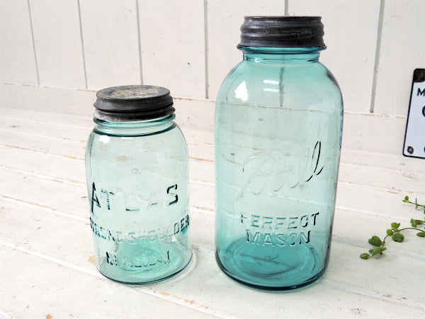 【Ball】~1933クリアブルー・ビッグサイズ・アンティーク・メイソンジャー/ガラスジャー/保存瓶