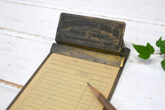 CRAWFORDSVILLE SEED・アドバタイジング・アンティーク・バインダー・クリップボード