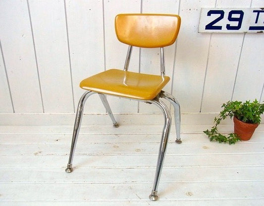 【VIRCO】ヴァルコ・スチール製・ヴィンテージ・スクールチェア/子供イス USA①