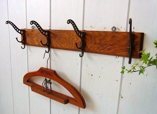 【UDELL】木製×アイアン製・アンティーク・コートラック/ハットラック/フック USA