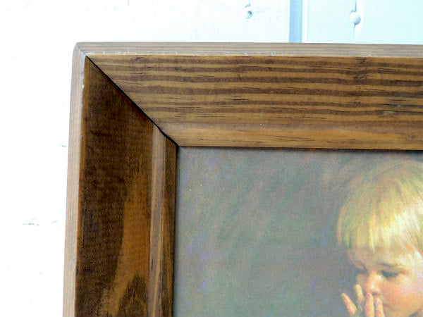 木製フレーム入り・可愛い少女のヴィンテージ・壁飾り/絵/アートフレーム USA