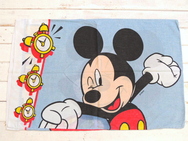【ミッキーマウス】ディズニー・デニム柄・ヴィンテージ・ピローケース・枕カバー USA