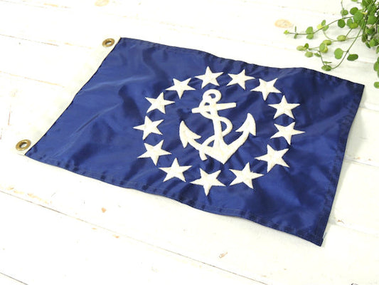 【Anchor&13 Stars】青色・船舶・刺繍・USA・ビンテージ・ボートフラッグ・旗・マリン