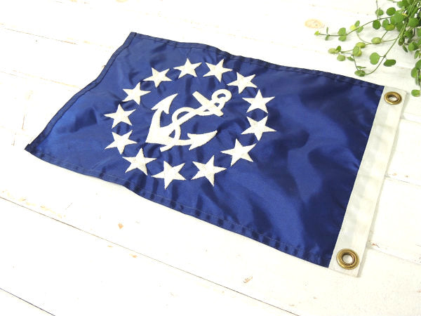 【Anchor&13 Stars】青色・船舶・刺繍・USA・ビンテージ・ボートフラッグ・旗・マリン