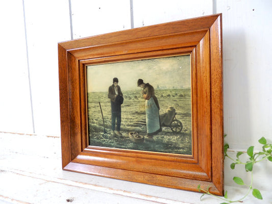 晩鐘 画家ミレー・木製フレーム・ヴィンテージ・印刷画・壁飾り・額装・ウォールデコ・店内装飾