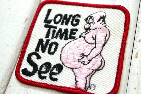 1970s ヌード&アメリカンジョーク LONG TIME NO See ビンテージ 刺繍 ワッペン