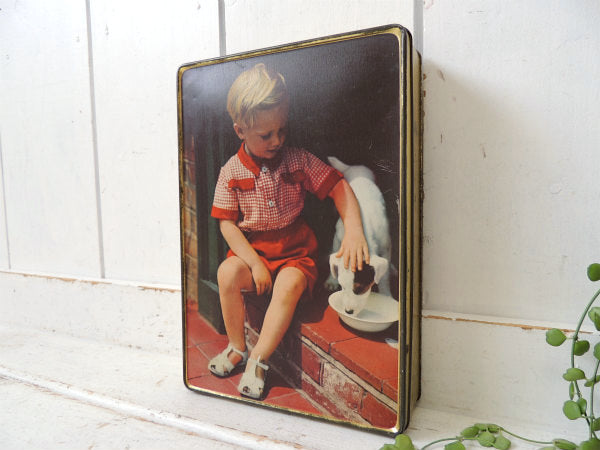 EDWARD SHARP&SONS 子犬・女の子・写真・イギリス製・ヴィンテージ・ティン缶