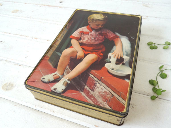 EDWARD SHARP&SONS 子犬・女の子・写真・イギリス製・ヴィンテージ・ティン缶