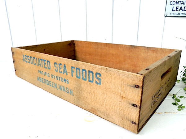 【Associated Seafood】オイスター・CALIF・ビンテージ・ウッドボックス/木箱