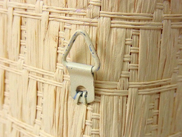 クリームイエロー・2段・アンティーク・ウィッカーシェルフ/飾り棚 USA