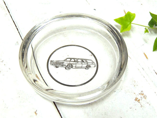 1960's~・シボレー インパラ・ワゴン・ヴィンテージ・ガラス灰皿 小皿 アメ車