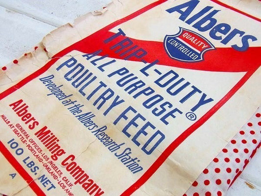 【Albers】花柄&水玉・デッドストック・ラベル付き・ヴィンテージ・フィードサック/布袋 USA