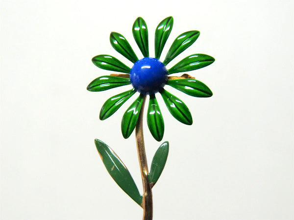 【DuBarry】緑×青・フラワーモチーフ・デッドストック・60'sビンテージ・ブローチ&イヤリング