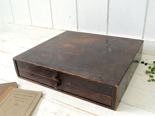 ノスタルジック・2段式・アンティーク・書類チェスト・引き出し・卓上キャビネット USA