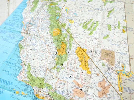 ナショナル ジオグラフィック カリフォルニア州&ネバダ州・80's ヴィンテージ・マップ・地図