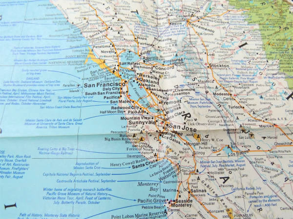 ナショナル ジオグラフィック カリフォルニア州&ネバダ州・80's ヴィンテージ・マップ・地図