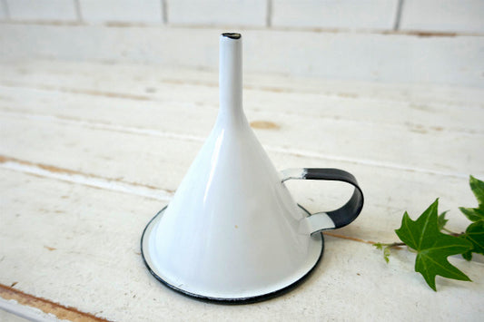 ホーロー製 ナチュラル ハンドル付き ヴィンテージ じょうご 漏斗 ファンネル ロート キッチン用品