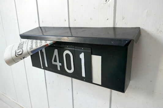 横型 ブラック メタル製 アドレスナンバー付 ヴィンテージ メールボックス 郵便受け ポストUSA