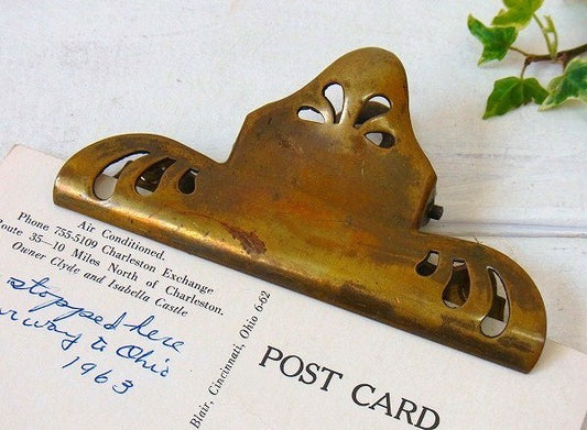 【型抜きデザイン】真鍮製・アンティーク・OLDクリップ・USA・ステーショナリー