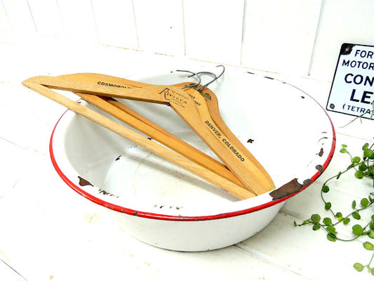 【ホワイト&レッド】シャビーなアンティーク・ホーロータブ・ウォッシュタブ・タライ・USA