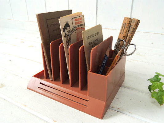 【SWL】ブラウンカラー・70's・ヴィンテージ・書類トレイ/卓上レタースタンド・ステーショナリー