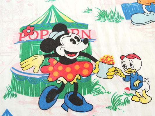 【ミッキー&フレンズ】OLDミッキー・カーニバル柄・70'sヴィンテージ・カーテン/生地 USA