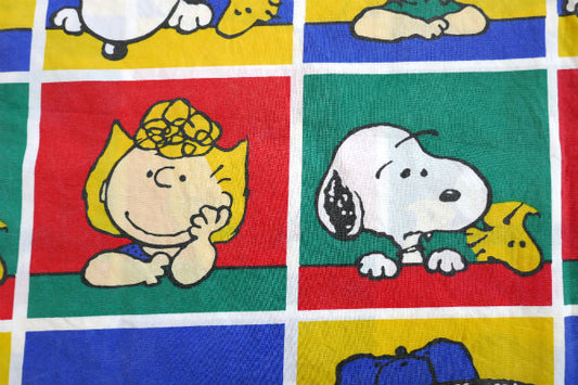 スヌーピー・ピーナッツの仲間たち・カラフル・パネル柄・ヴィンテージ・USEDピローケース・枕カバー