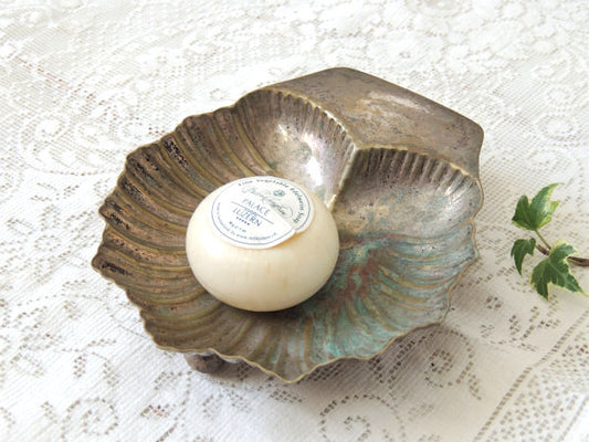 シェル型・シルバープレート・脚付き・アンティーク・ソープディッシュ・石鹸置き・エレガント USA