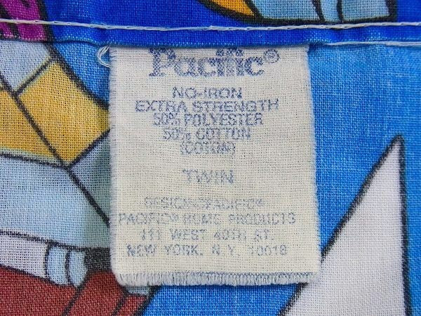 【ミッキー&フレンズ】アルファベット柄・ヴィンテージ・USEDフラットシーツ(1/2) USA