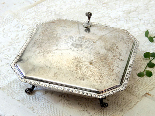 【SHEFFIELD】シェフィールド・シルバープレート・猫脚・アンティーク・クラムトレイ・小物入れ