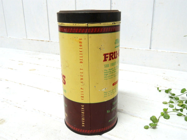 【Fru Grains】イギリス製・フルーツ柄・シリアル・50'sヴィンテージ・ティン缶/ブリキ缶